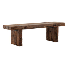 Corvella Bench - Reclaimed Mango in Brown - front three-quarter studio view - Benche by Dovetail - Whats New Furniture Portland OR