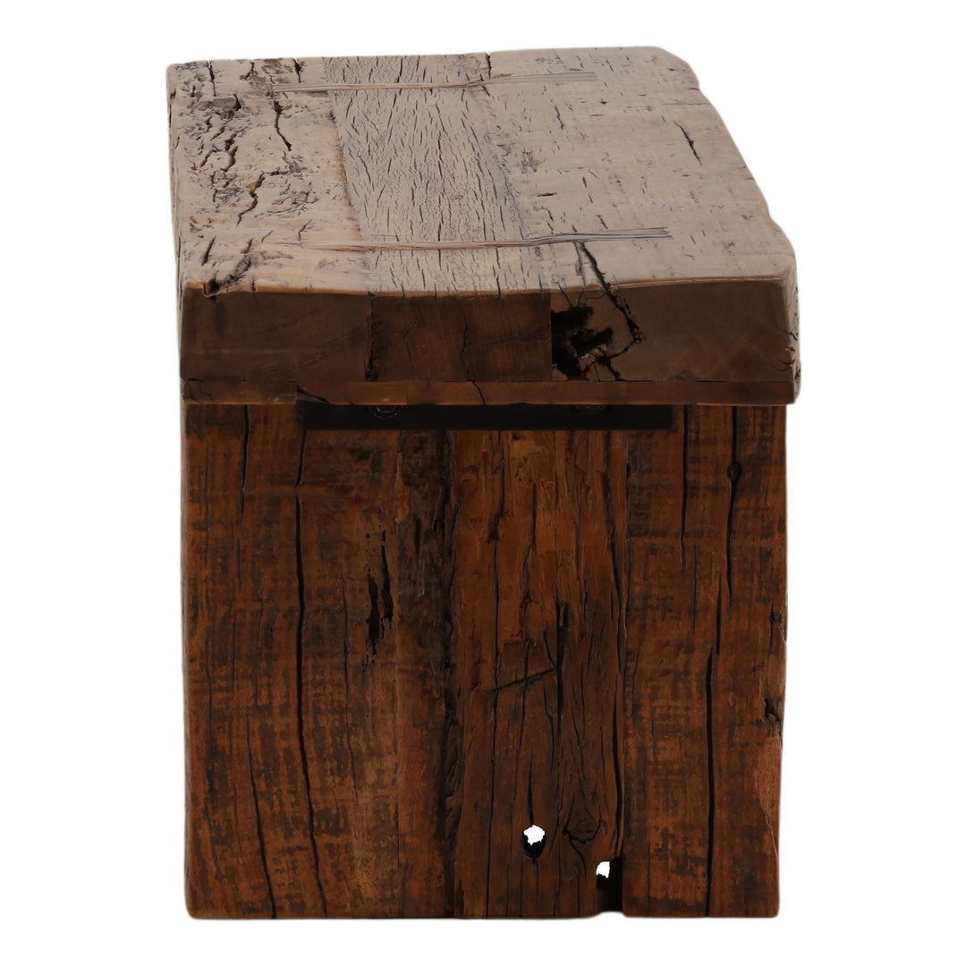 Corvella Bench - Reclaimed Mango in Brown - side profile studio view - Benche by Dovetail - Whats New Furniture Portland OR