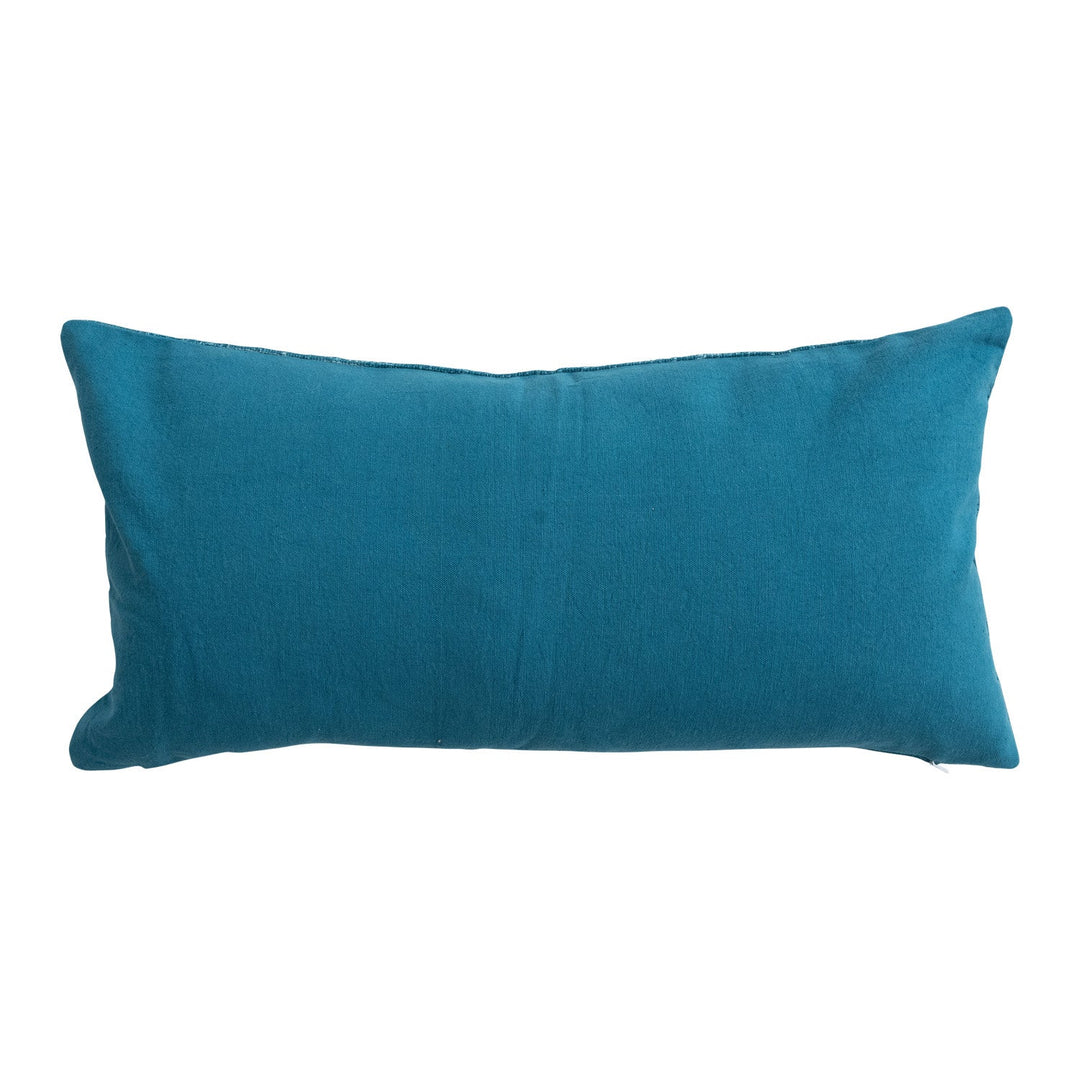 Cotton Printed Lumbar Pillow with Mushrooms &amp; Embroidery in Multi Color back view - embroidered lumbar pillow by Creative Co-Op - Whats New Furniture Portland OR