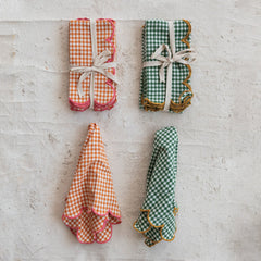 Cotton Scalloped Check Napkins Set of 4 - the scalloped check napkins in additional colors - Creative Co-Op - What&