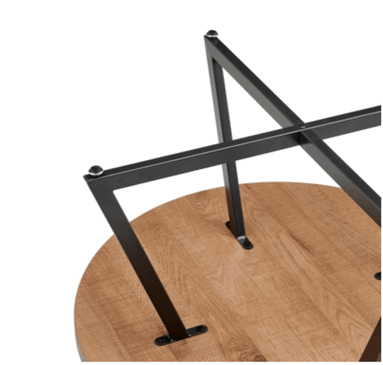 Courtdale Round Coffee Table in Gliese Brown side angle - modern coffee table by NPD - Whats New Furniture Portland OR