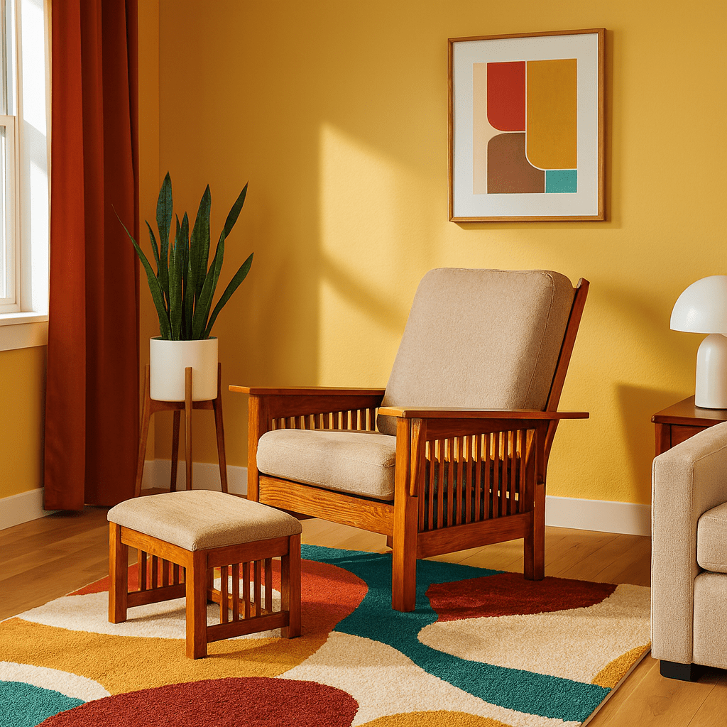 Craftsman style Chair w/ottoman detail view 6 - Whats New Furniture - Portland, Oregon