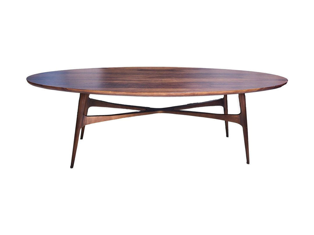 Mid Century Modern Wood and Metal Oval Coffee Table - Whats New Furniture - Portland, Oregon