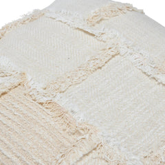 18" Woven Cotton &amp; Wool Patchwork Pillow with Frayed Edges