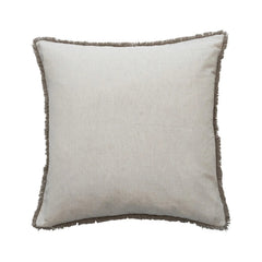 24" Square Cotton Velvet Printed Pillow with Design &amp; Fringe