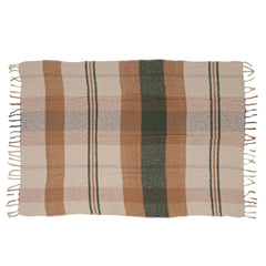 60"L x 50"W Hand-Woven Cotton Slub Striped Throw with Fringe