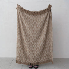 60"L x 50"W Woven Recycled Cotton Blend Jacquard Throw with Stripes &amp; Fringe