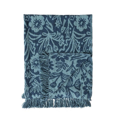 60"L x 50"W Woven Recycled Cotton Blend Jacquard Throw with Stripes &amp; Fringe