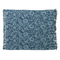 60"L x 50"W Woven Recycled Cotton Blend Jacquard Throw with Stripes &amp; Fringe
