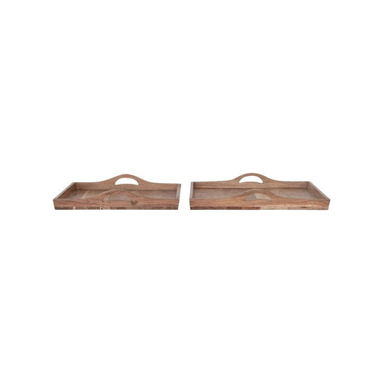 Acacia Wood Trays w/ Handles, Set of 2 - Whats New Furniture - Portland, Oregon