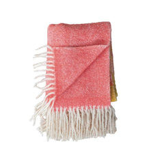 Brushed Acrylic &amp; New Zealand Wool Throw with Stripes &amp; Fringe