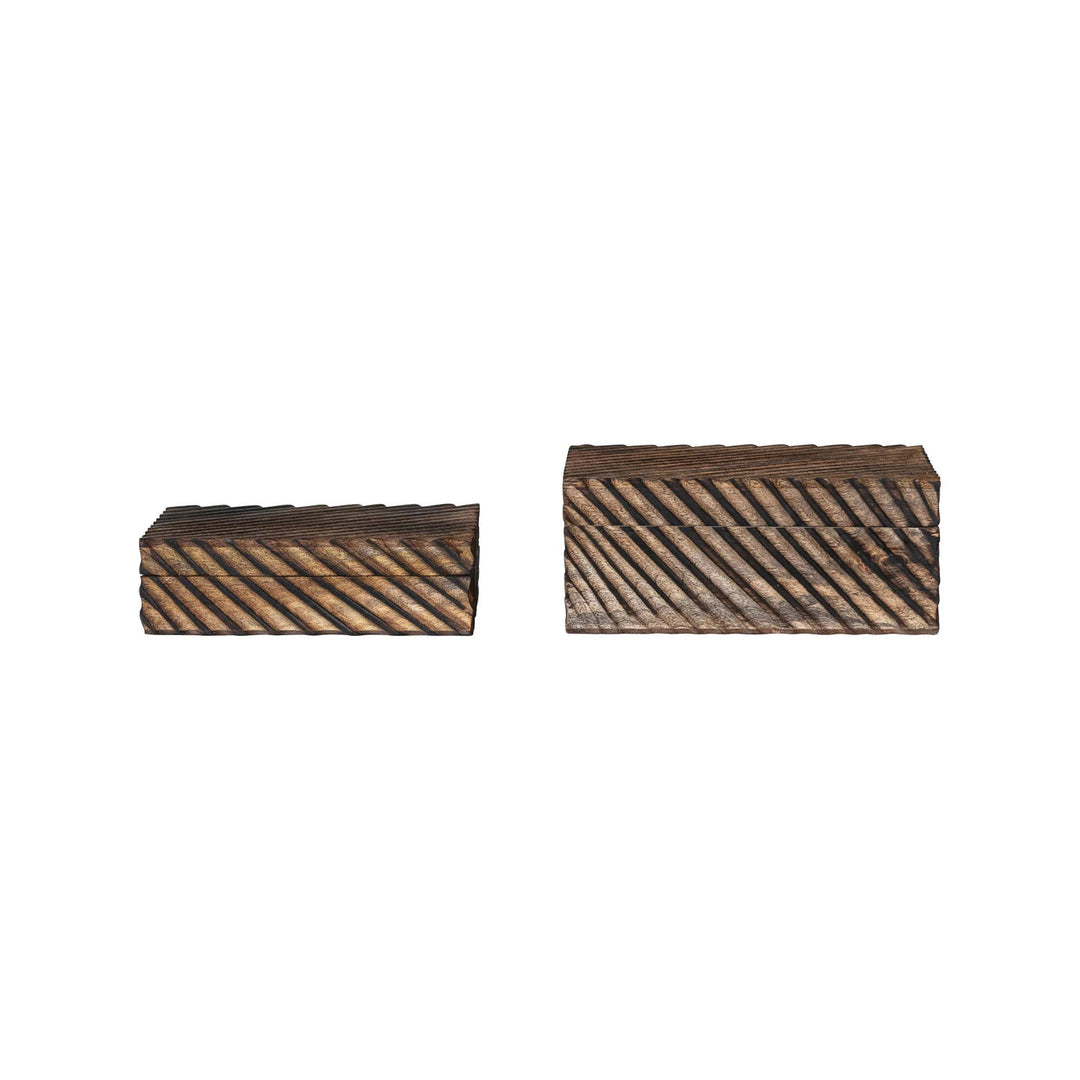 Carved MDF &amp; Mango Wood Nesting Boxes, Set of 2 - Whats New Furniture - Portland, Oregon