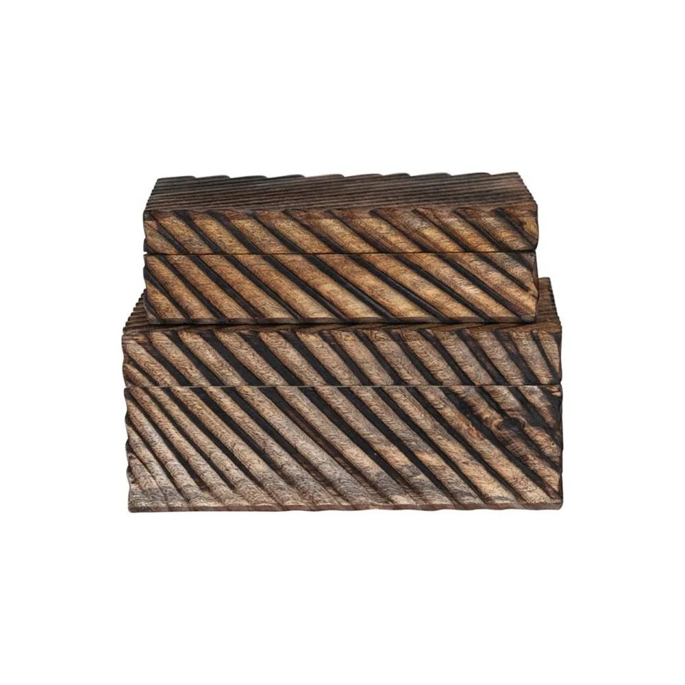 Carved MDF & Mango Wood Nesting Boxes, Set of 2 - Whats New Furniture - Portland, Oregon