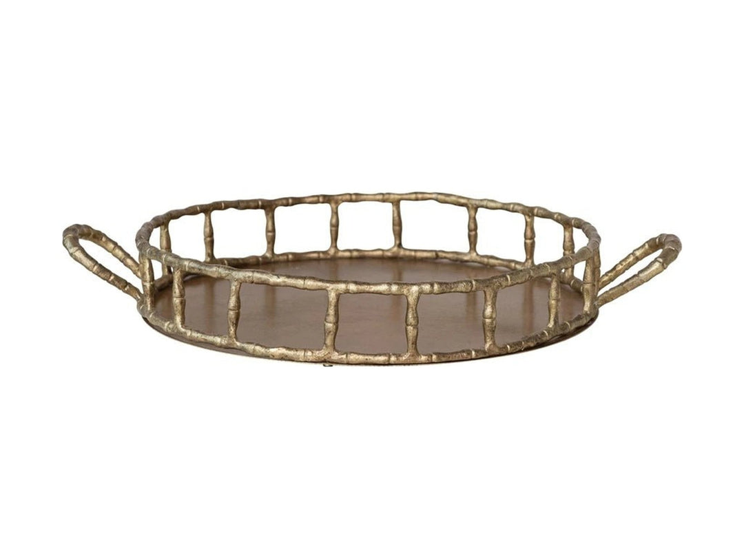 Cast Aluminum Faux Bamboo Tray w/ Handles - Whats New Furniture - Portland, Oregon