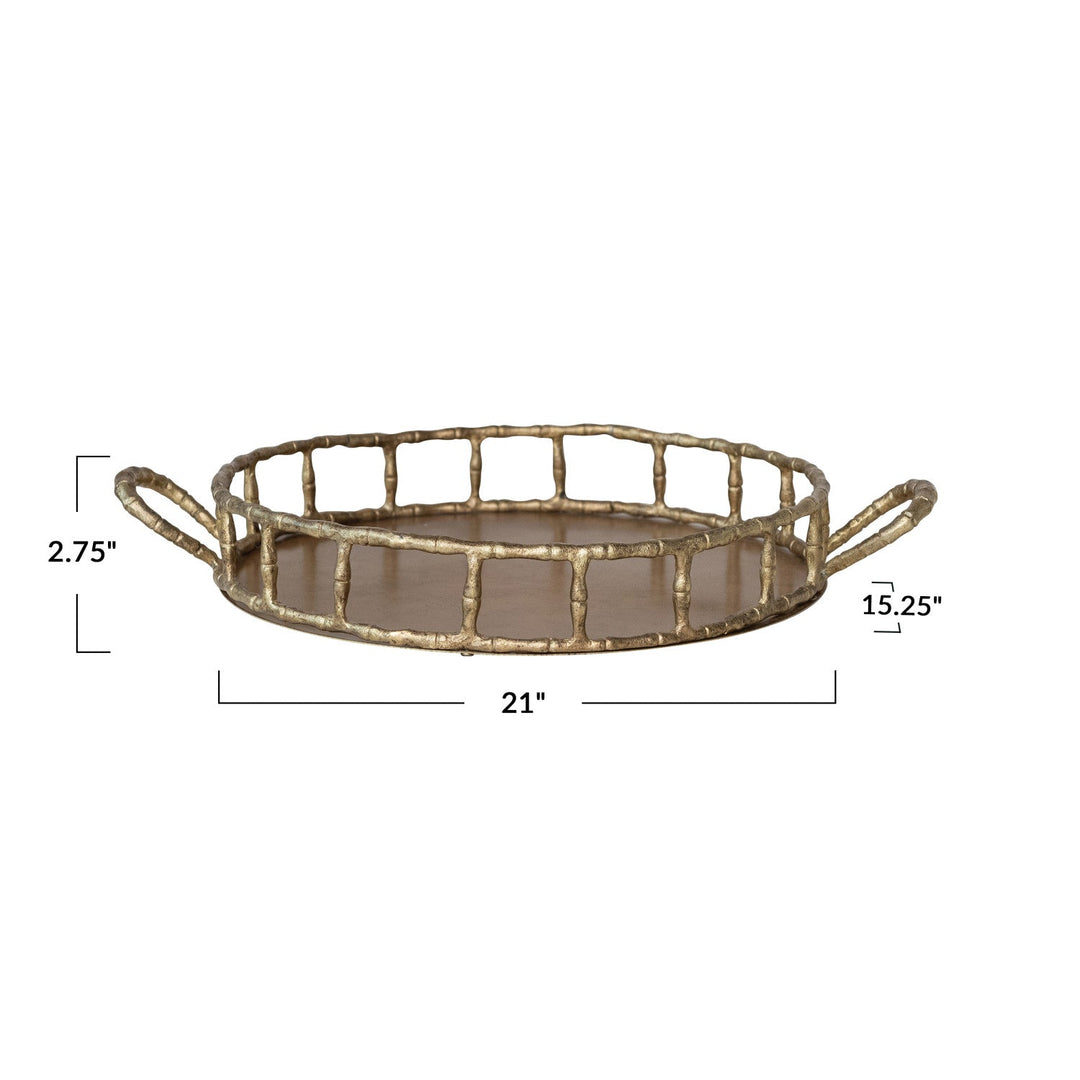 Cast Aluminum Faux Bamboo Tray w/ Handles - Whats New Furniture - Portland, Oregon