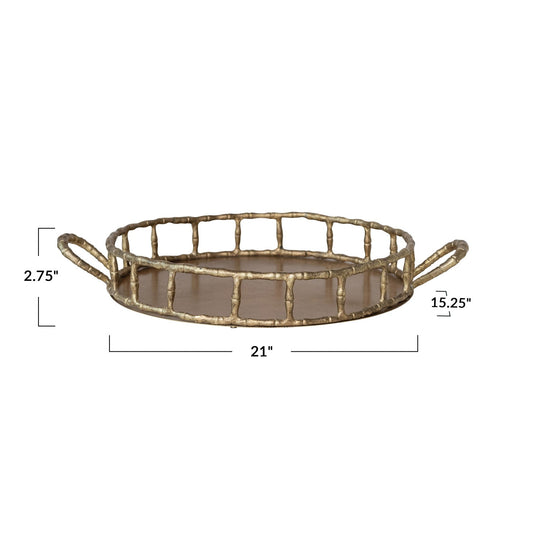 Cast Aluminum Faux Bamboo Tray w/ Handles - Whats New Furniture - Portland, Oregon