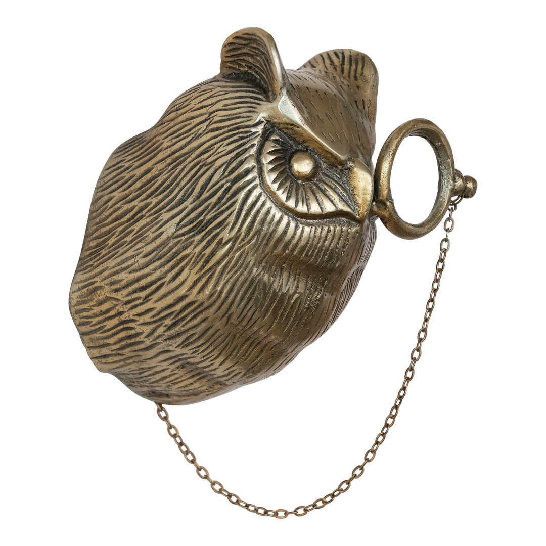 Cast Aluminum Owl with Monocle Wall Décor, Antique Brass alternate view 1 - wall decor by Creative Co-Op - Whats New Furniture Portland OR