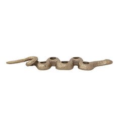 Gold cast aluminum snake taper candle holder front view - Creative Co-Op - Whats New Furniture Portland OR