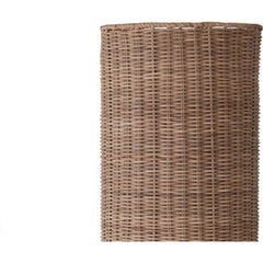 Hand-woven rattan shade weave detail on the ceramic tiled table lamp - Whats New Furniture Portland OR