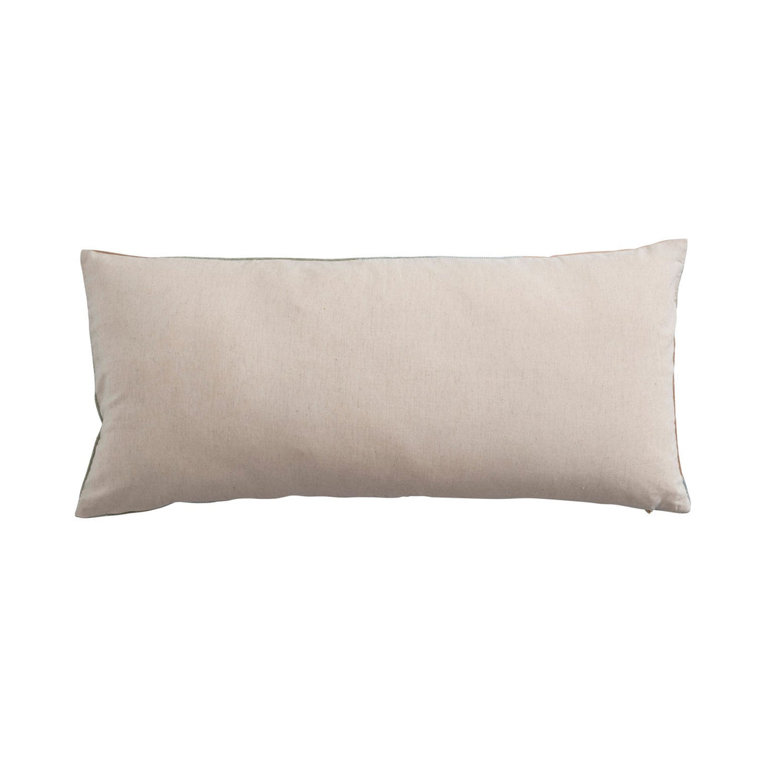 Solid cream woven back of the Cotton Blend Patchwork Lumbar Pillow 36-inch by Creative Co-Op - Whats New Furniture Portland