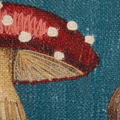 Cotton Printed Lumbar Pillow with Mushrooms &amp; Embroidery - What&