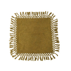Cotton Slub Pillow w/ Crochet &amp; Fringe - What&