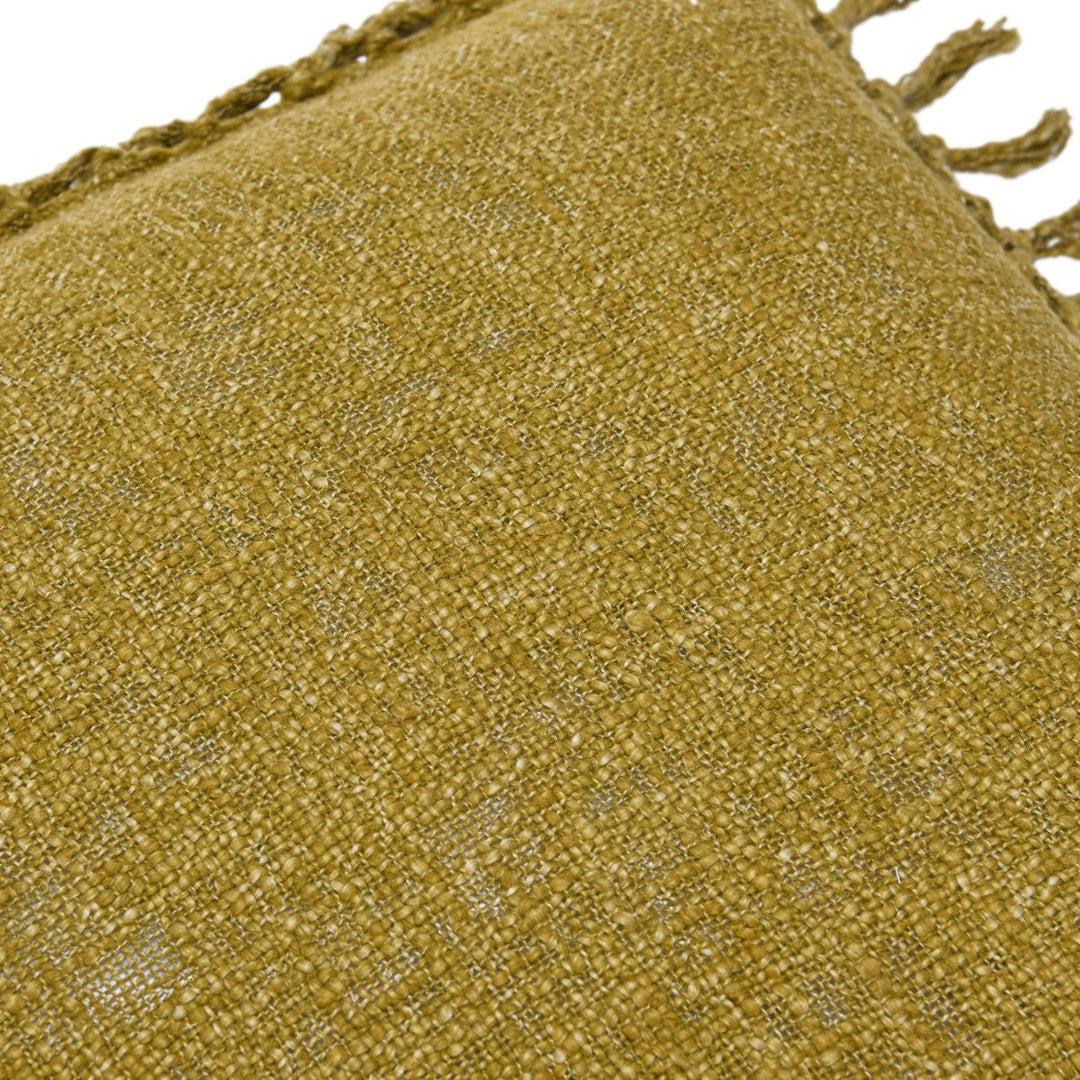 Cotton Slub Pillow w/ Crochet &amp; Fringe - What&