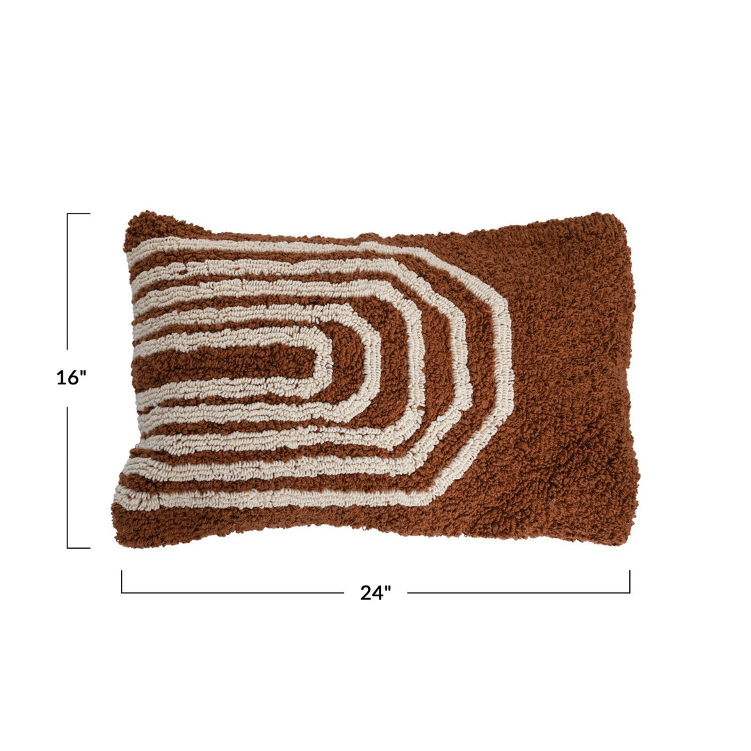 Cotton Tufted Lumbar Pillow w/ Geometric Design - Whats New Furniture - Portland, Oregon
