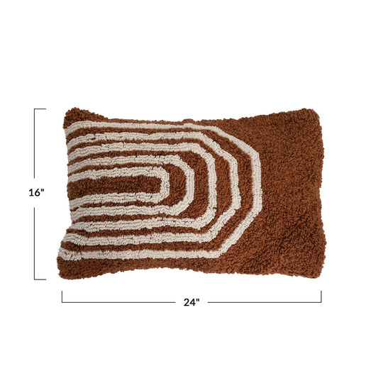 Cotton Tufted Lumbar Pillow w/ Geometric Design - Whats New Furniture - Portland, Oregon