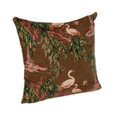 Cotton Velvet Chinoiserie Pillow with Chambray Back, 20" Square front at an angle - soft goods by Creative Co-Op - Whats New Furniture Portland OR