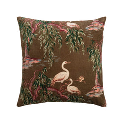 Cotton Velvet Chinoiserie Pillow with Chambray Back, 20" Square front - soft goods by Creative Co-Op - Whats New Furniture Portland OR