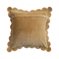 Cotton Velvet Pillow w/ Scalloped Flange &amp; Embroidered Edge - What&