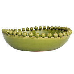 Decorative Handmade Terra-cotta Bowl with Hobnail Edge
