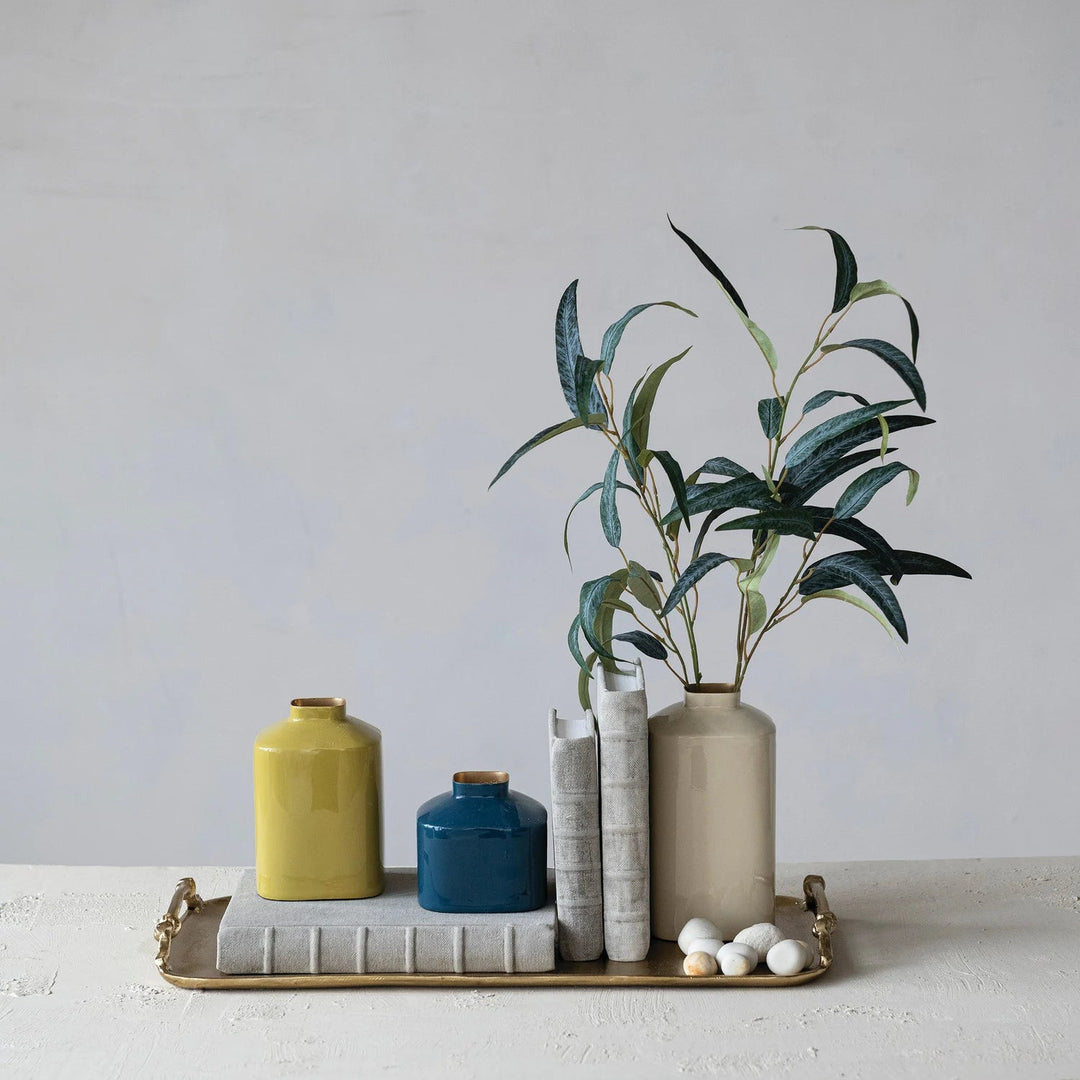 Enameled Metal Vases, Set of 3