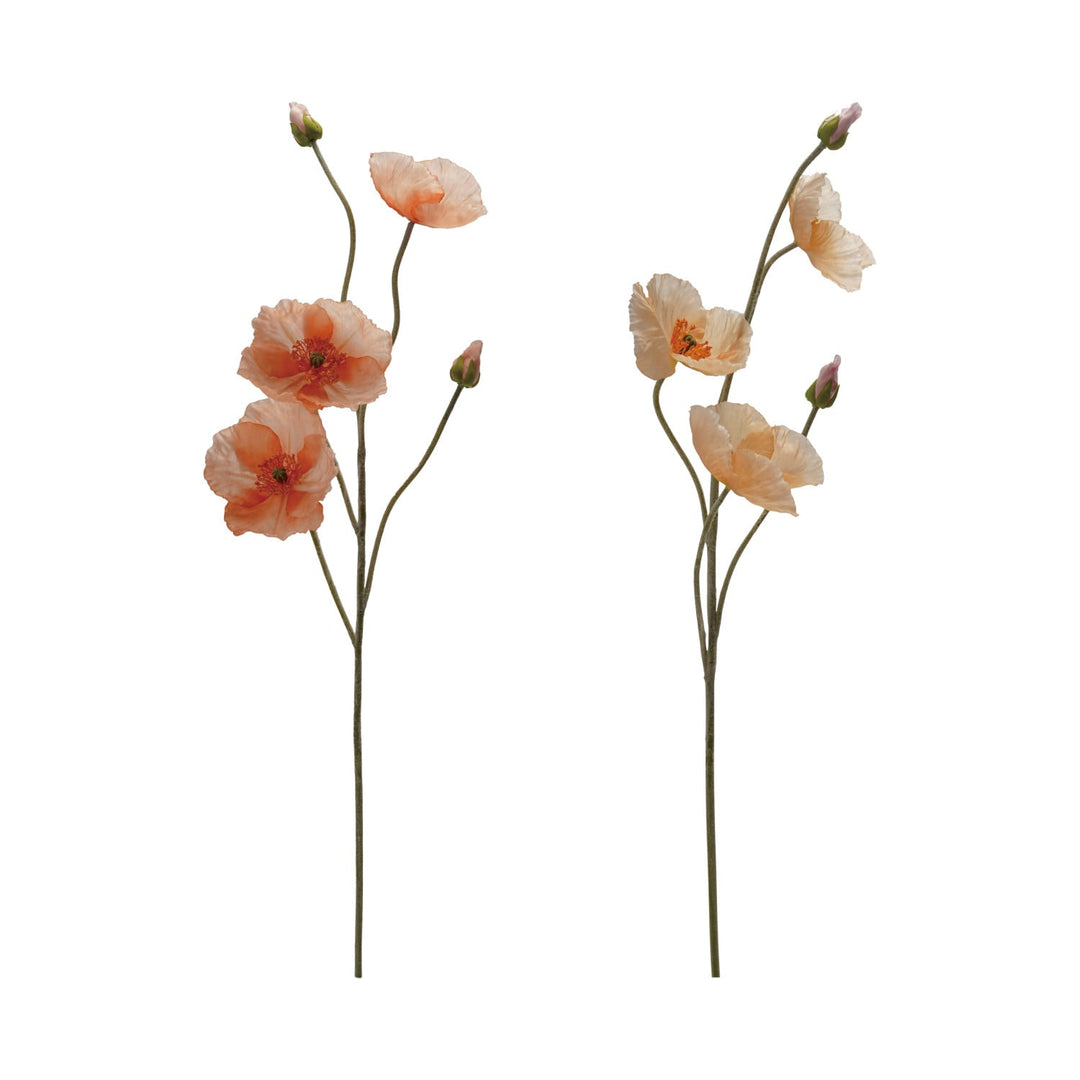 Faux poppy flower pick in pink and peach front view - botanical decor by Creative Co-Op - Whats New Furniture Portland OR