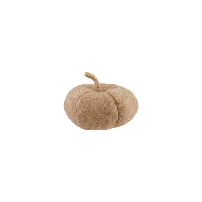 Brown Felt Pumpkin 7-inch with jute wrapped stem front view - fall decor by Creative Co-Op - Whats New Furniture Portland OR