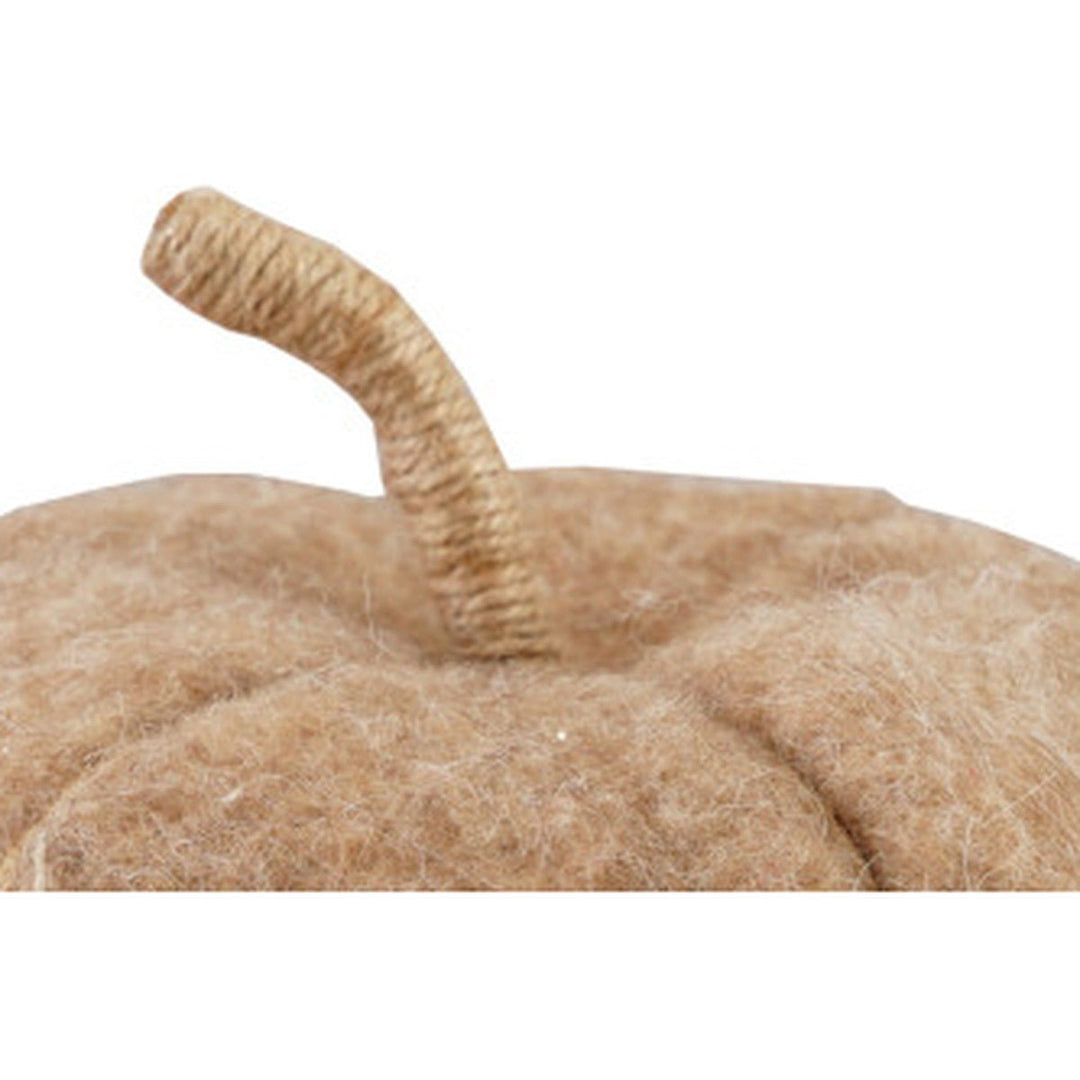 Jute wrapped stem detail on the camel brown 7-inch felt pumpkin - Creative Co-Op fall decor - Whats New Furniture Portland OR