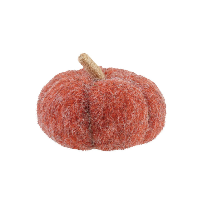 Orange Felt Pumpkin 5-inch with jute wrapped stem front view - fall decor by Creative Co-Op - Whats New Furniture Portland OR