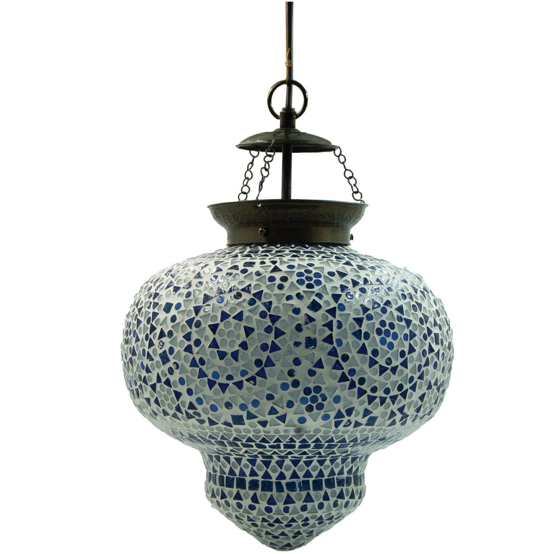 Glass Mosaic & Metal Pendant Lamp - What's New Furniture Portland Oregon
