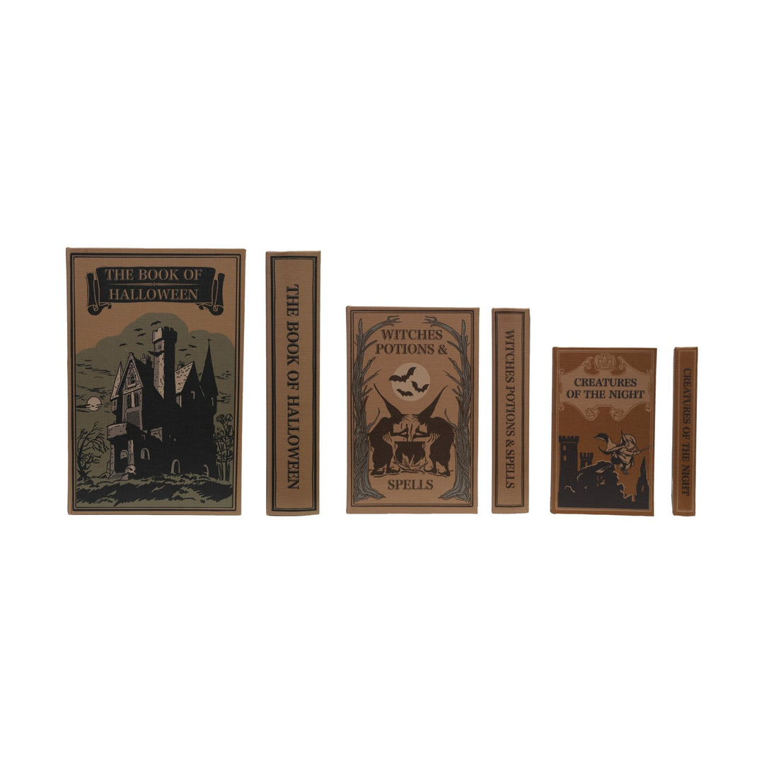 Halloween book storage boxes set of three front view - Creative Co-Op - Whats New Furniture Portland OR