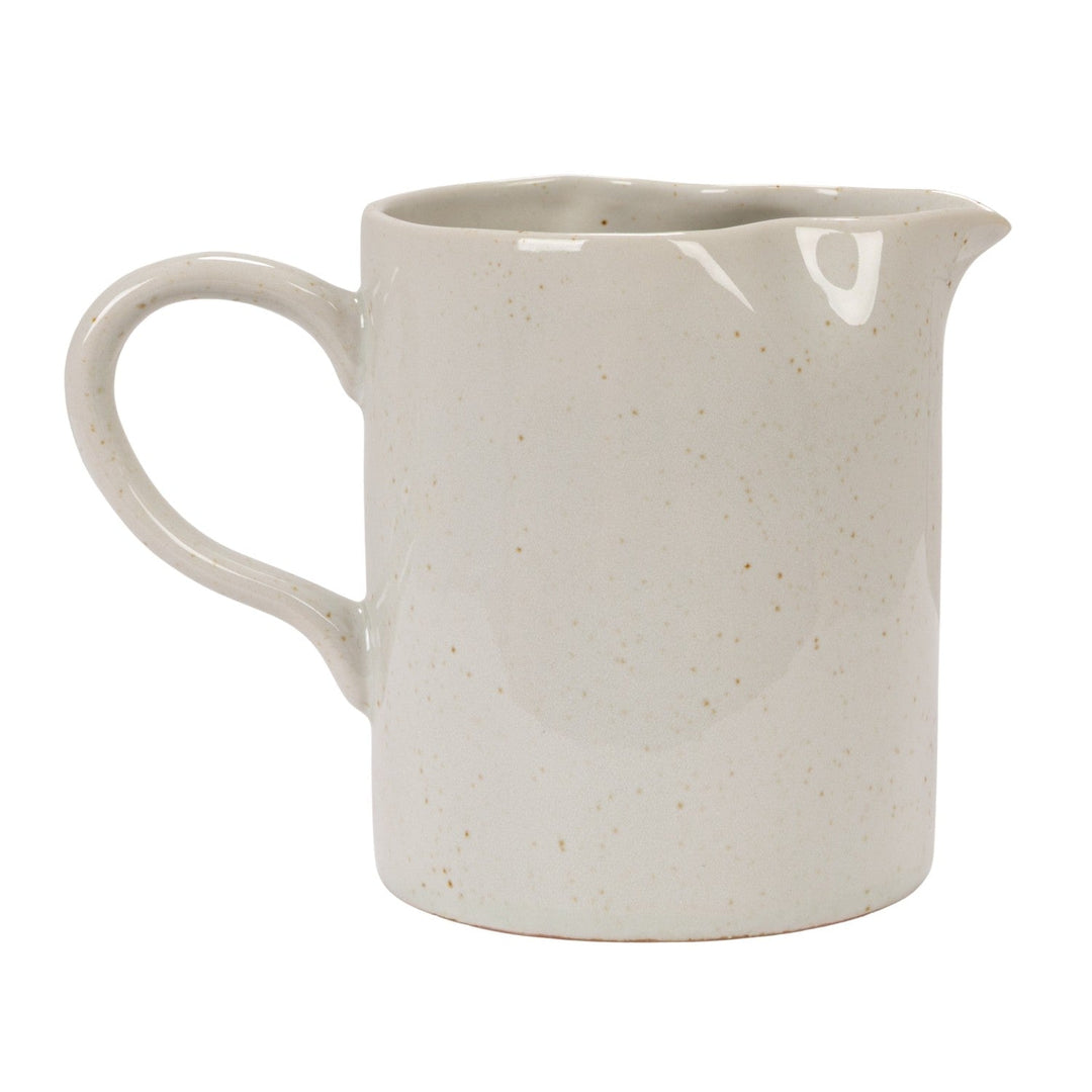 Back of the speckled stoneware creamer