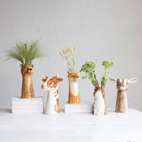 Hand - Painted Stoneware Goat Vase - What&