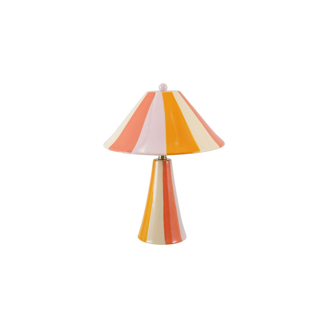 Hand - Painted Stoneware Striped Table Lamp & Shade with Inline Switch - What's New Furniture - Portland, Oregon