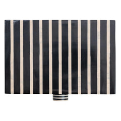 Handmade Mango Wood &amp; Resin Striped Box with Knob, Black &amp; Tan