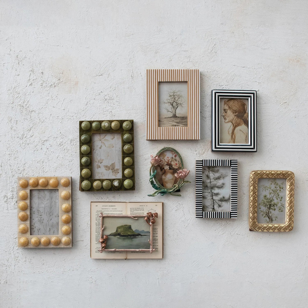 Handmade Marbled Resin Bobbin Photo Frame (For 4x6 Photo)