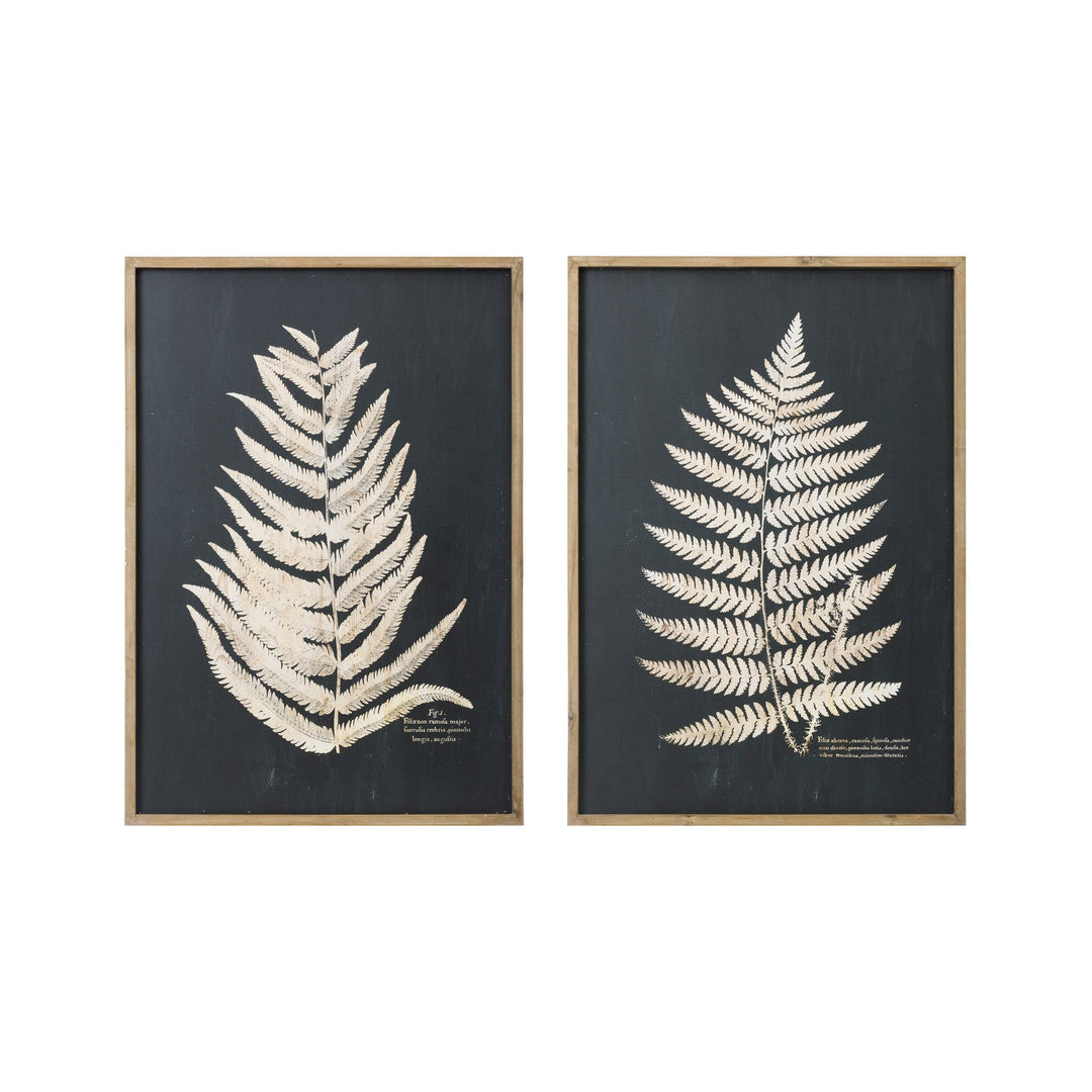 Laser-Cut Fern Framed Wall Art, Cream &amp; Black, 39", 2 Styles front view - wall art by Creative Co-Op - Whats New Furniture Portland OR