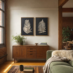 Laser-Cut Fern Framed Wall Art, Cream &amp; Black, 39", 2 Styles styled in a Portland living room - Whats New Furniture