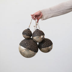 Mercury Glass Ball Ornament with Stars, Dipped Bronze &amp; Silver, 4" shown as a group - seasonal decor by Creative Co-Op - Whats New Furniture Portland OR