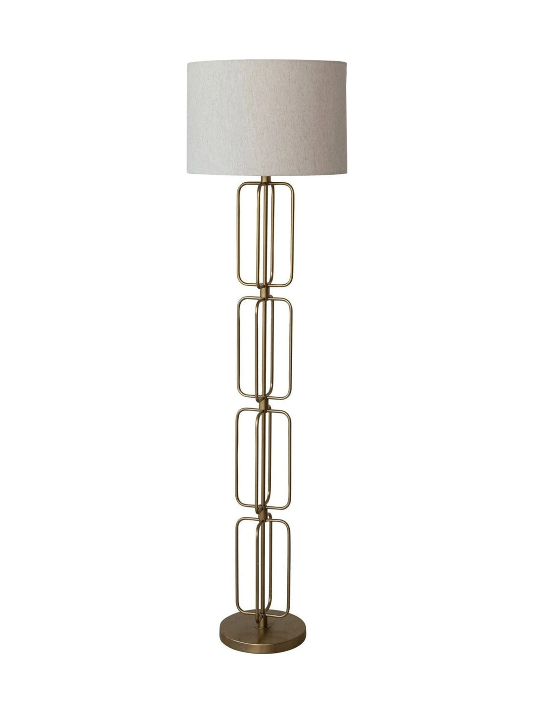 Metal Wire Floor Lamp with Cotton Shade & Inline Switch, Gold Finish