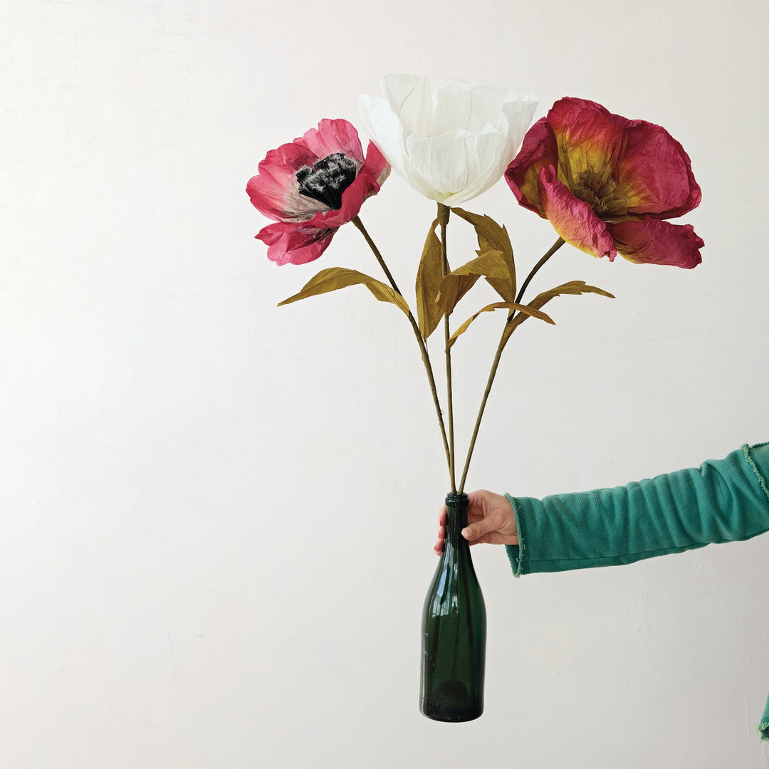 Paper Flower Pick, Green &amp; Burgundy - What&